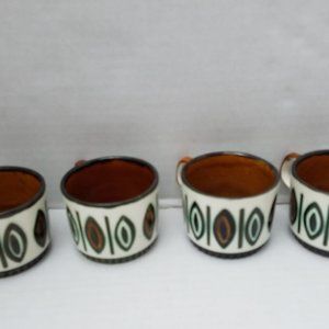 4 Boch Cup Belgium Geometric Retro Mug Vintage Art Y2k Fab